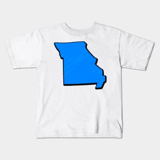 Bright Blue Missouri Outline Kids T-Shirt